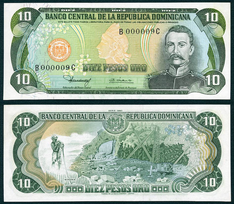 1980 10 Dominican Republic Pesos Low Serial Number S/N B000009C eBay 11